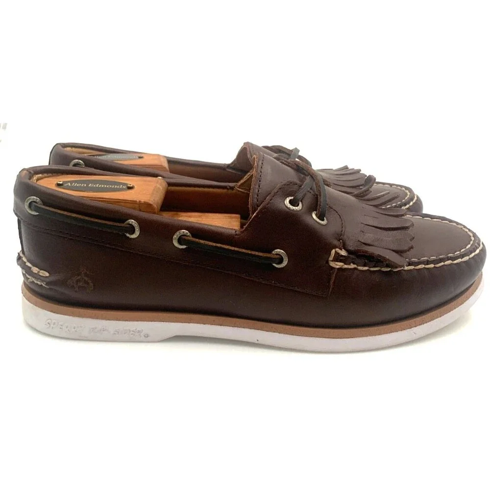 Sperry X Brooks Brothers Boat Shoes Mens Size 8 Brown Kiltie Top Siders Leather